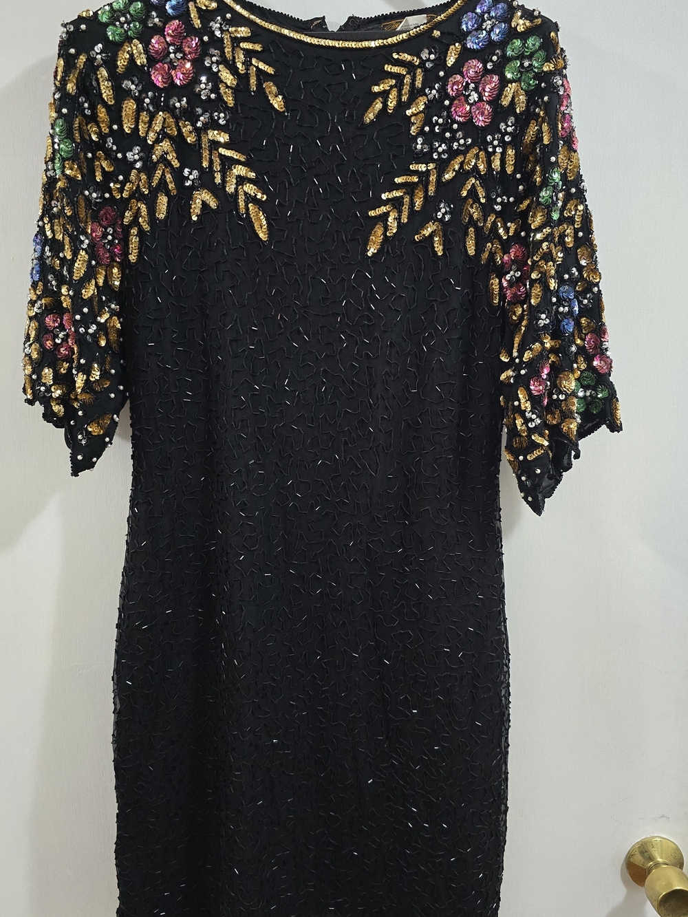 Eve's Allure Beaded Floral Embellished Black Evening Dress